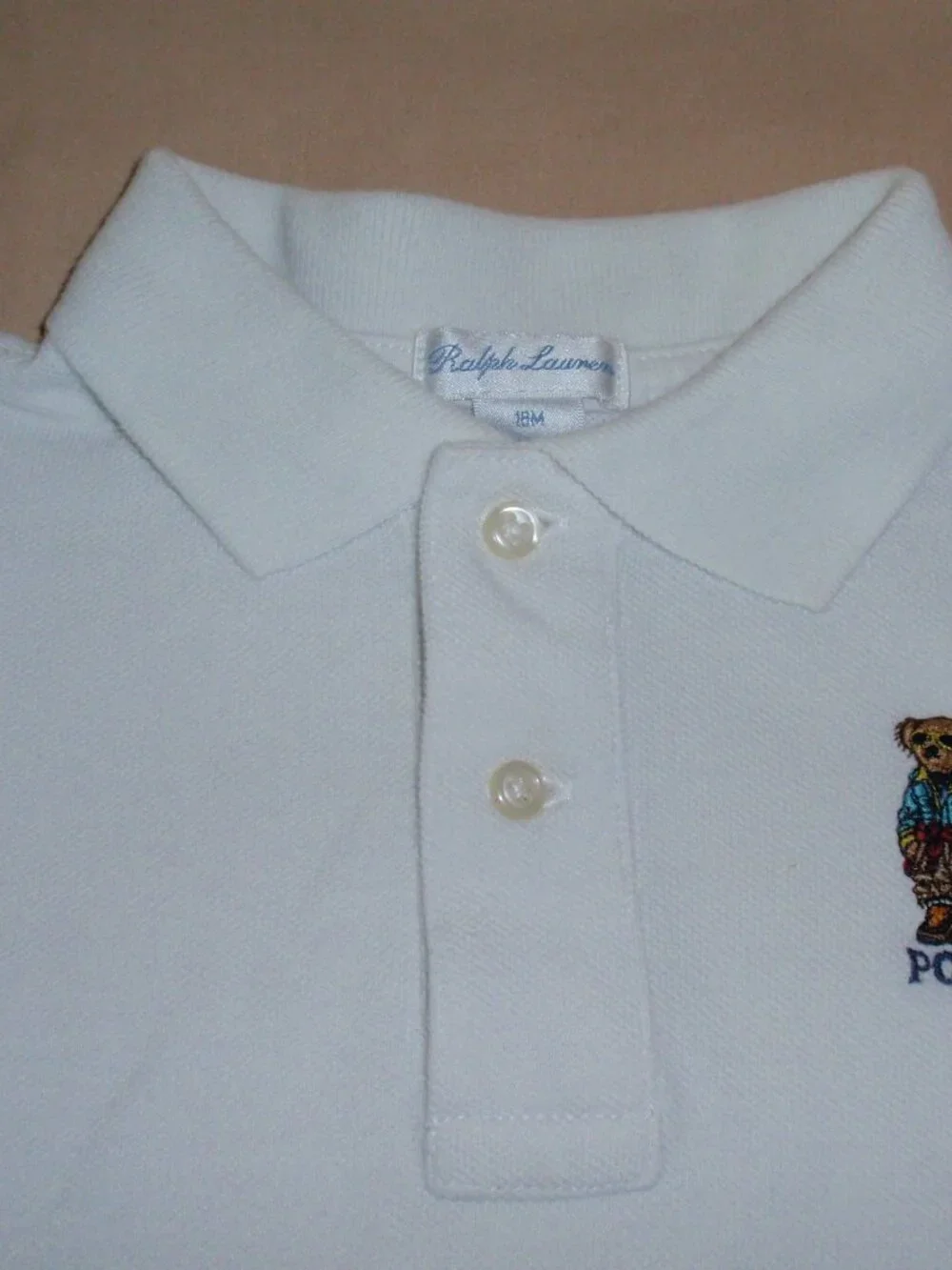 Lot of 2 Ralph Lauren Bear Colorblock Short Sleeve Pique Polos Sz 18m 2t
